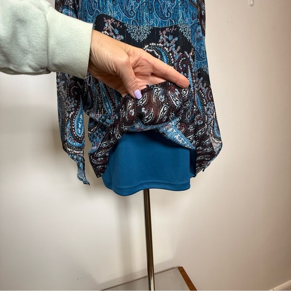 Sara Michelle Paisley Blouse Sheer With Metallic Thread Women’s Size Small - Picture 7 of 10